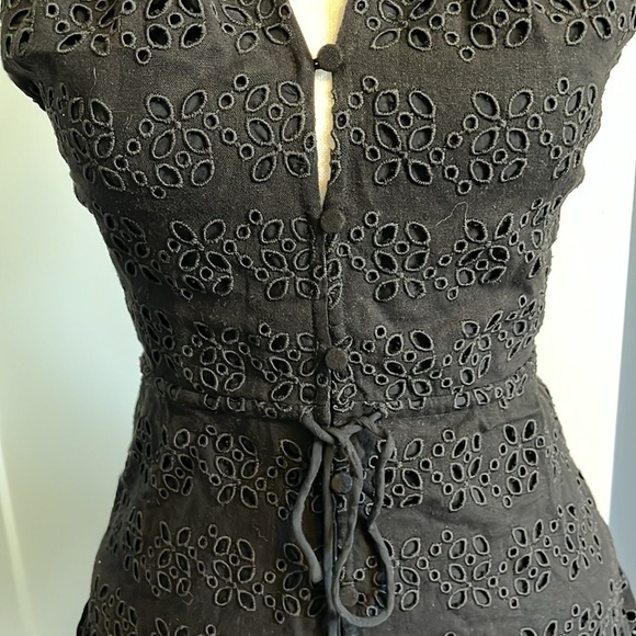J Crew Halter Mini Dress in Eyelet Black Linen Blend - Picture 7 of 12